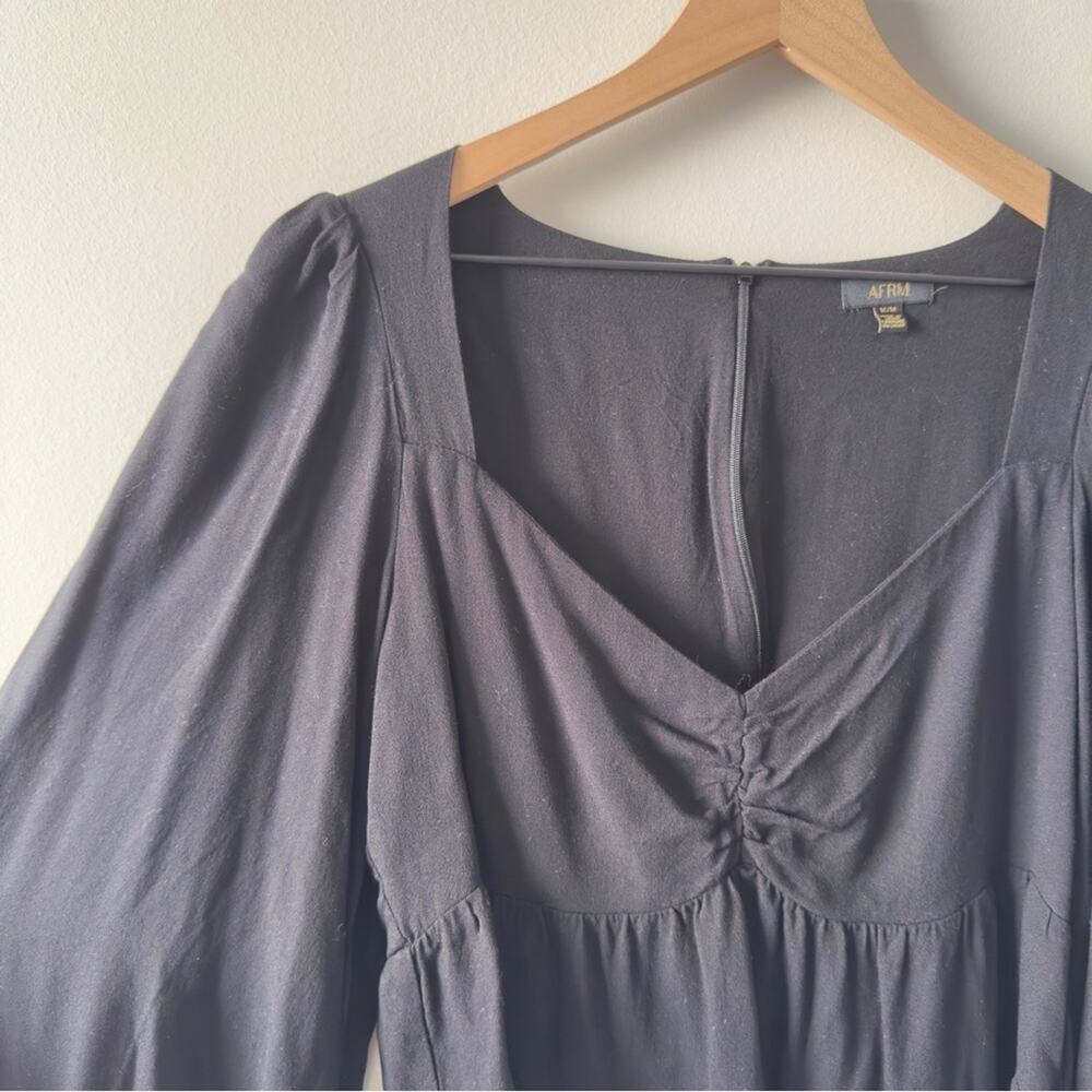 AFRM Revolve Black Babydoll Top Long Sleeve Zip Up Zipper Sweetheart Neckline M - Picture 5 of 10